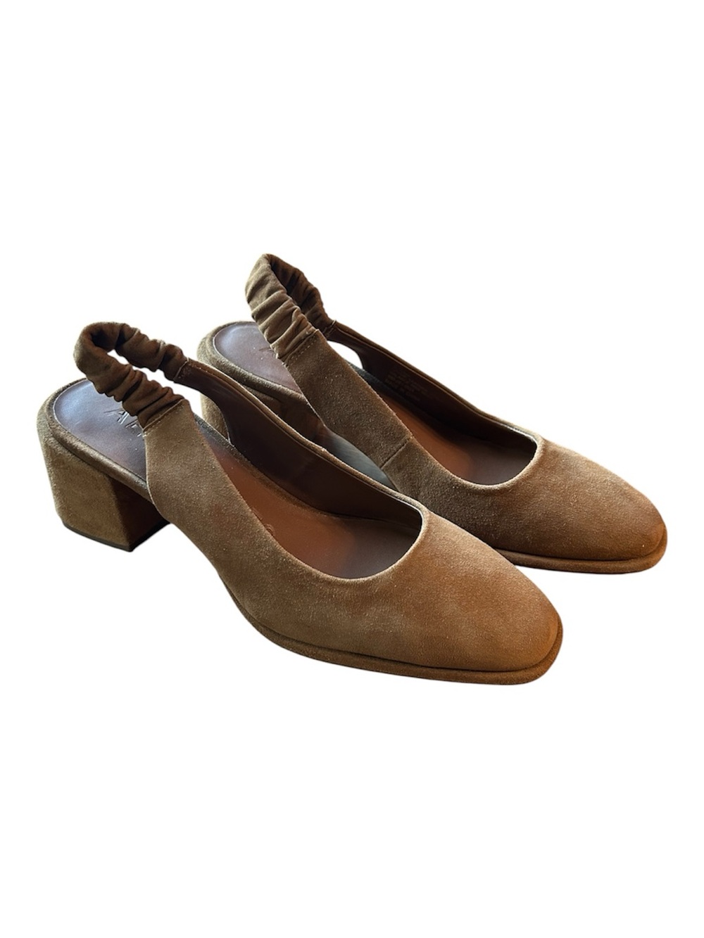 Aerosoles Altona Tan Suede Block Heel Slingback Pumps Size 8.5